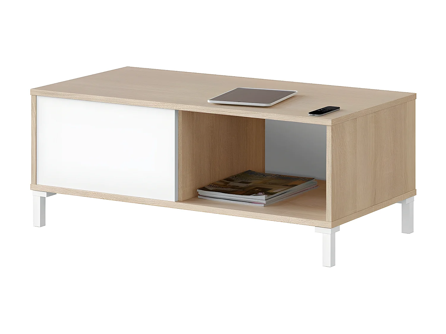 Table basse avec 2 niches de rangement Brooklyn - L100 cm