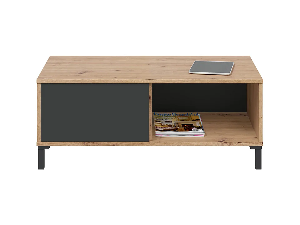 Mesa de centro fixa Brooklyn em carvalho Nodi e cinza antracite estilo industrial