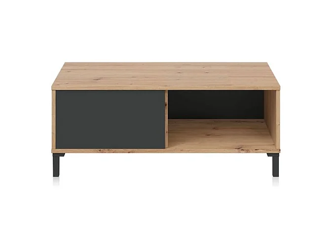 Mesa de centro fixa Brooklyn em carvalho Nodi e cinza antracite estilo industrial