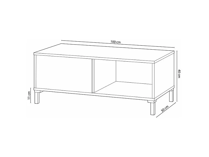 Mesa de centro fixa Brooklyn em carvalho Nodi e cinza antracite estilo industrial