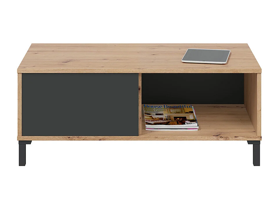 Table basse avec 2 niches de rangement Brooklyn - L100 cm