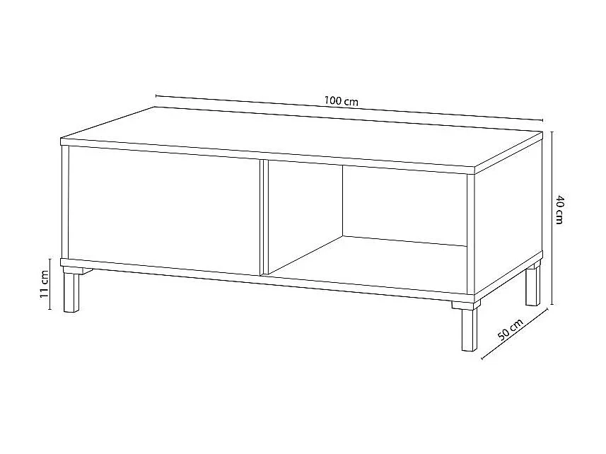 Couchtisch mit 2 Aufbewahrungsnischen Brooklyn - L100 cm