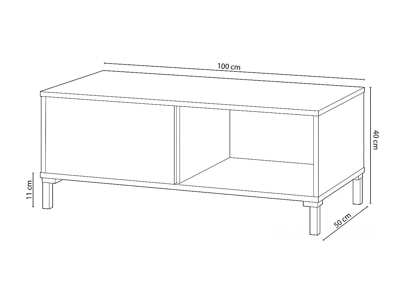 Tavolino con 2 scomparti - L100 cm - Brooklyn