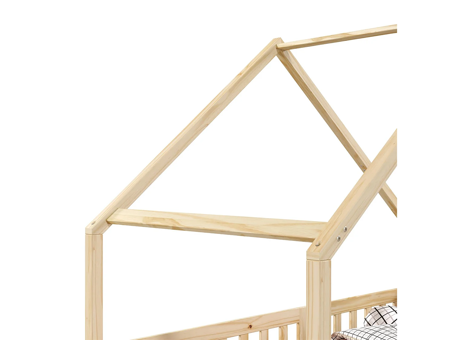 Lit cabane CORA lit enfant simple montessori asymétrique en bois 90 x 190 cm en pin massif à la finition naturelle