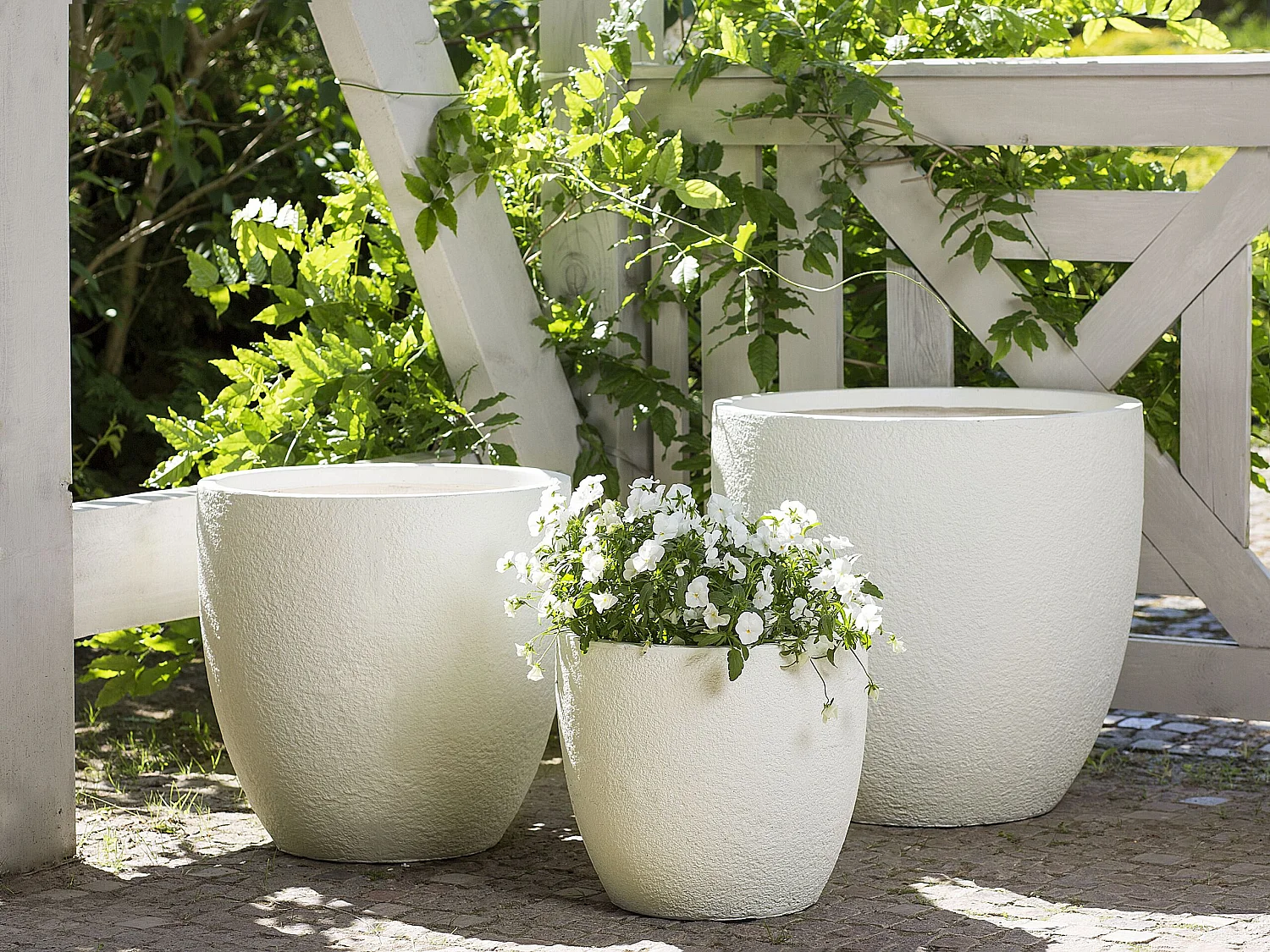 Cache-pot KANNIA Céramique 36 cm Blanc cassé