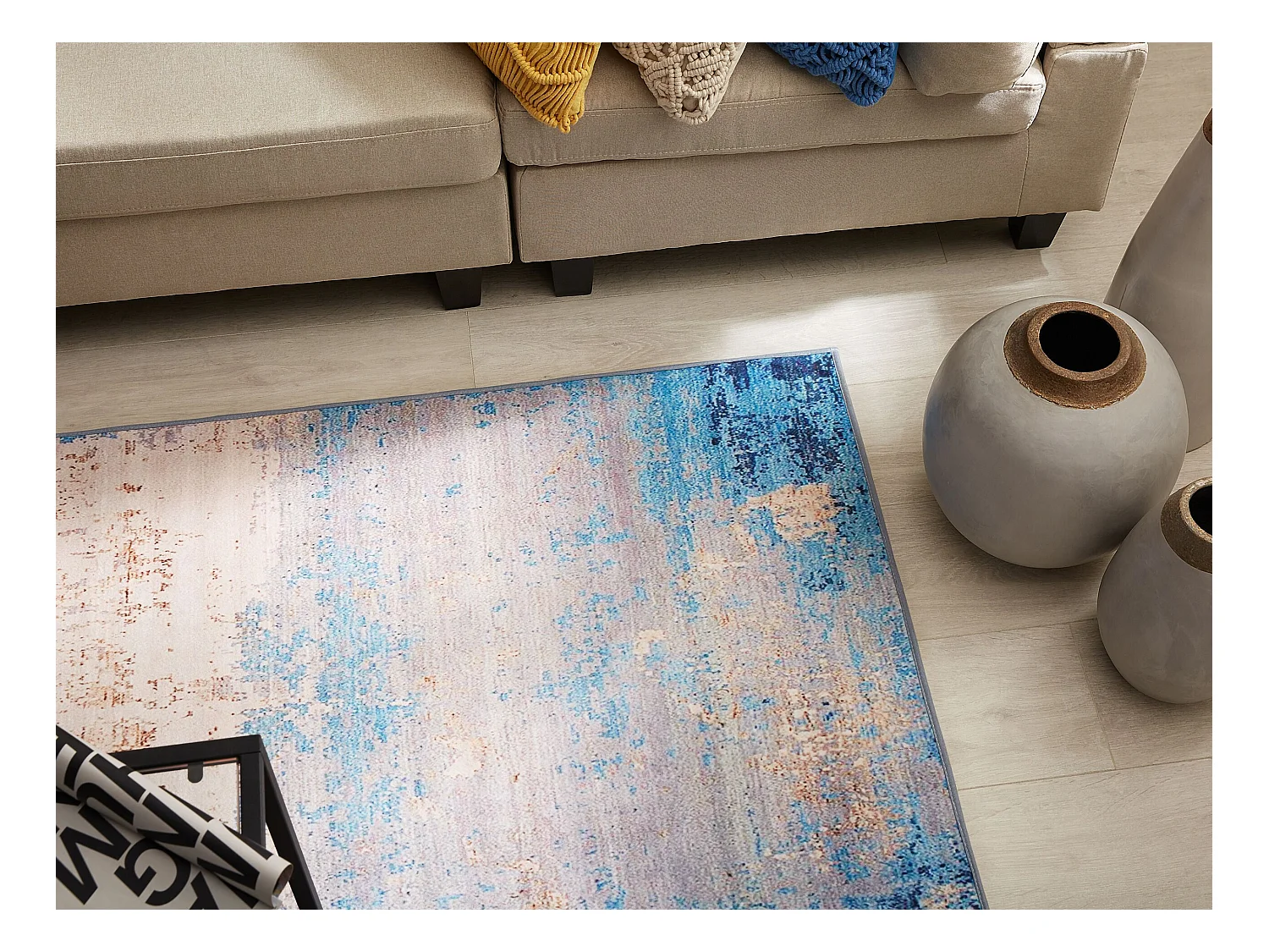 Vloerkleed polyester blauw 140 x 200 cm INEGOL