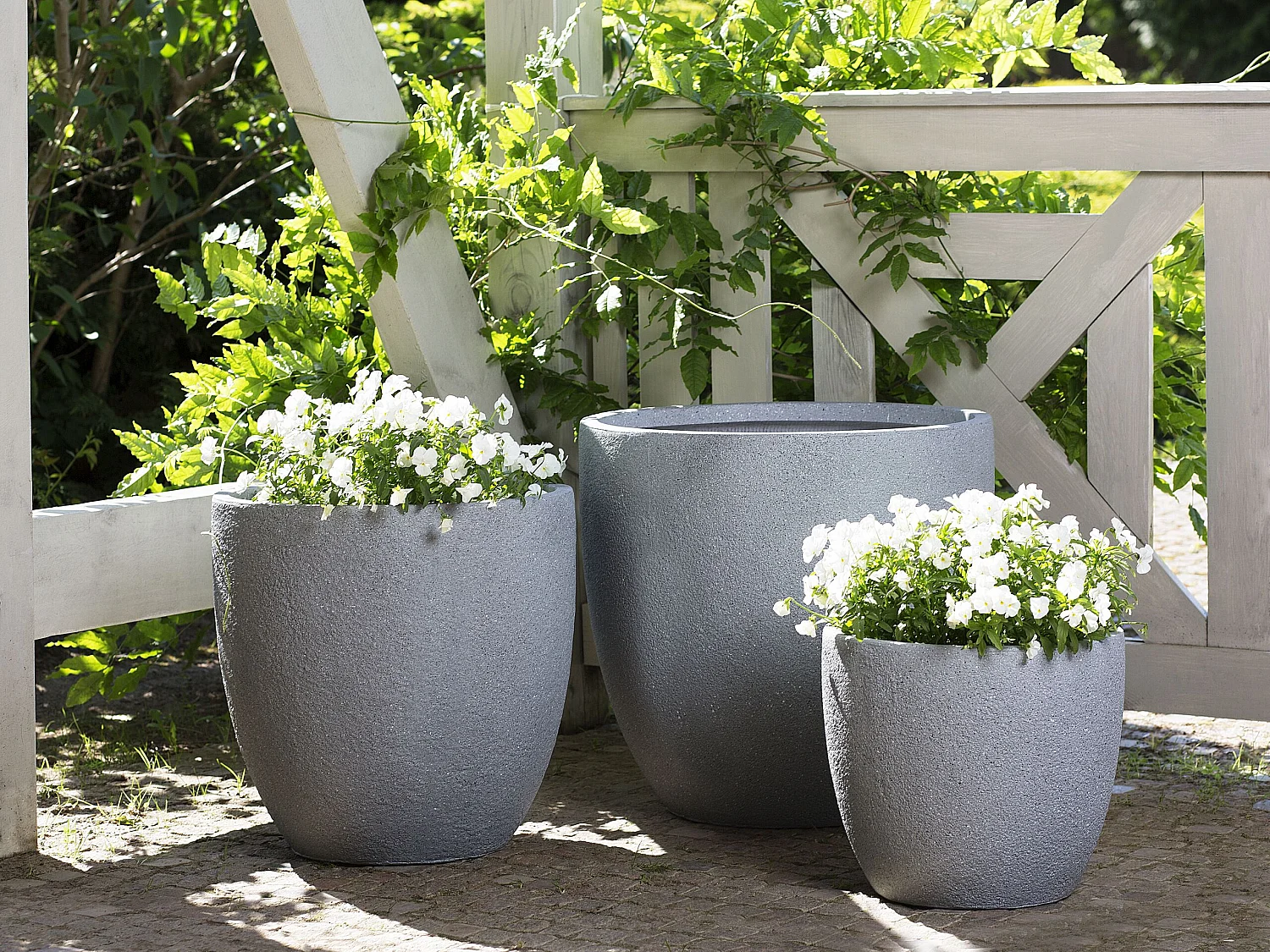 Cache-pot KANNIA Céramique 55 cm Gris clair