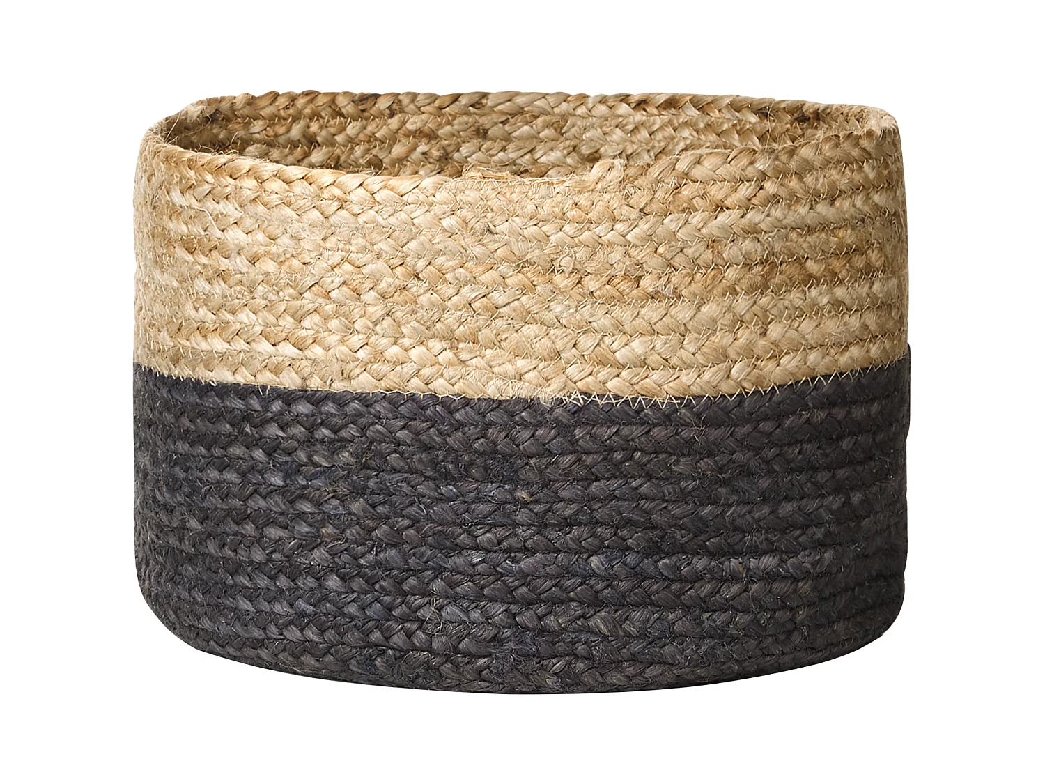 Set aus 3 handgefertigten natürlichen Schwarz Jutekörben Jabar
