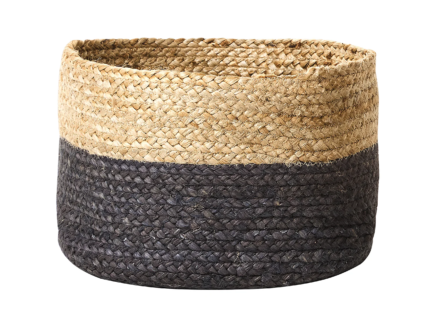 Set aus 3 handgefertigten natürlichen Schwarz Jutekörben Jabar