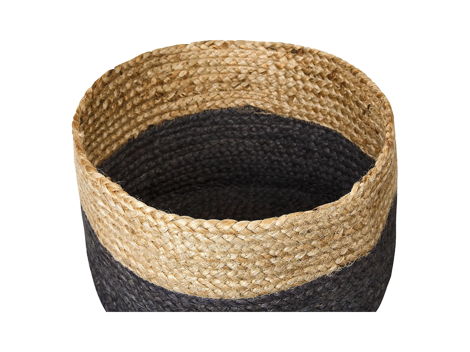 Set aus 3 handgefertigten natürlichen Schwarz Jutekörben Jabar