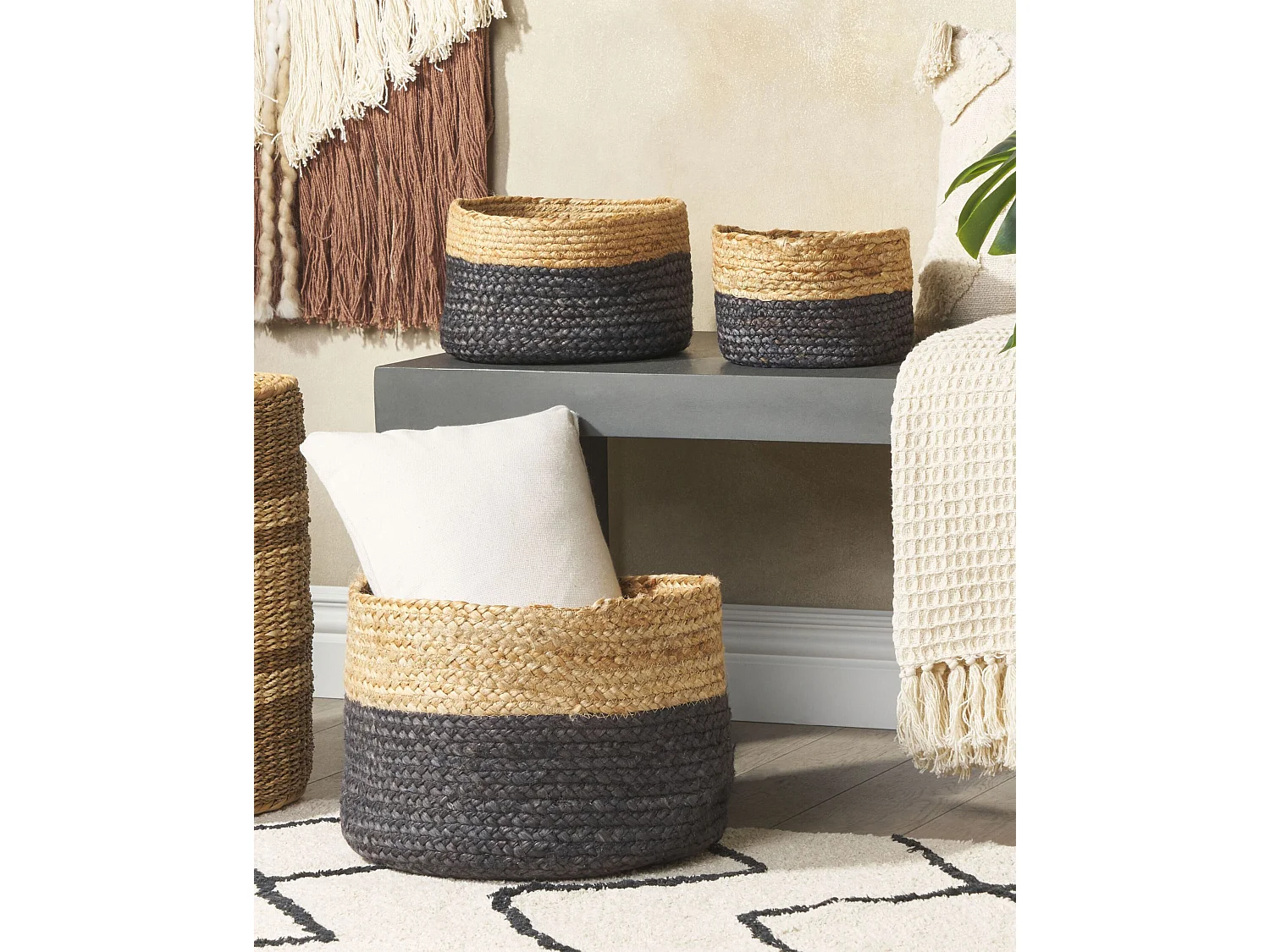 Conjunto de 3 cestas JABAR Yute Natural