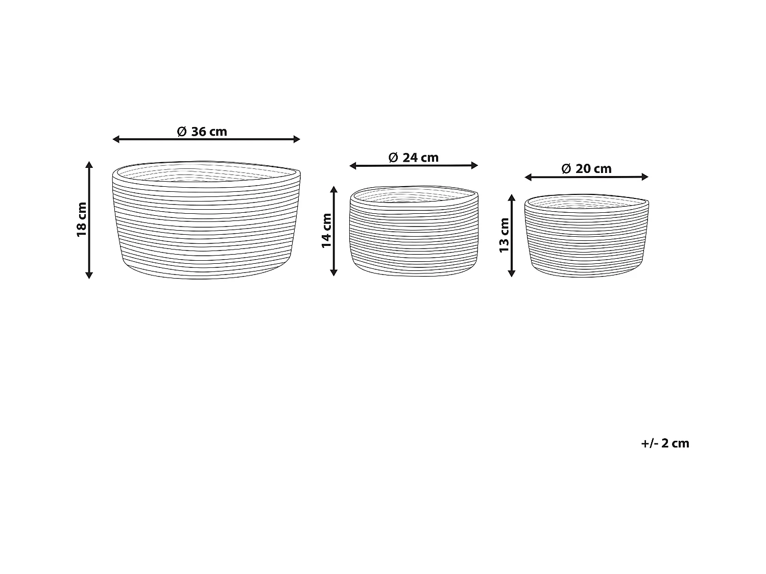 Aufbewahrungskorb 3er Set TAJORI Jute Naturfarben
