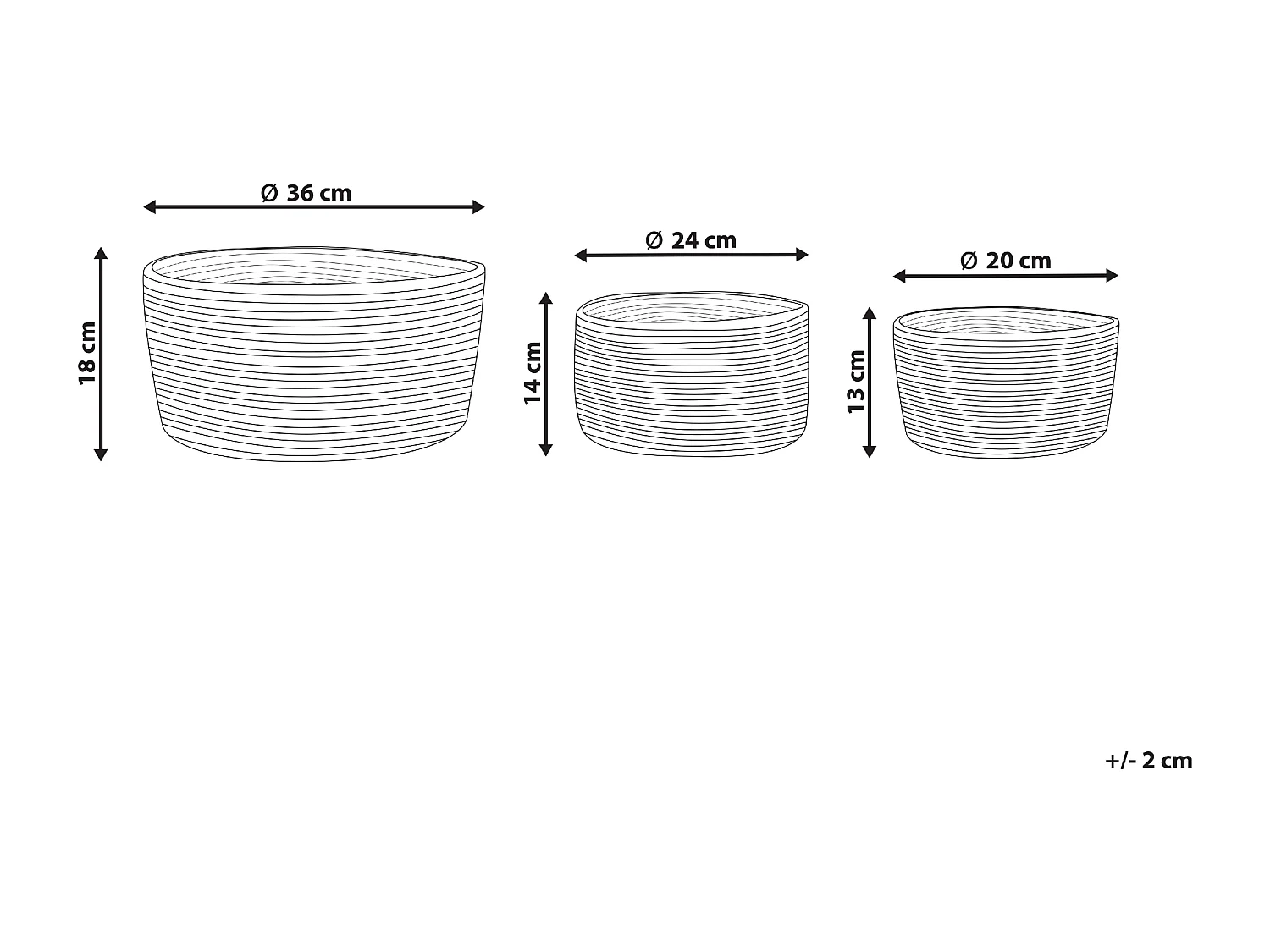 Set di 3 cestini TAJORI Iuta Naturale