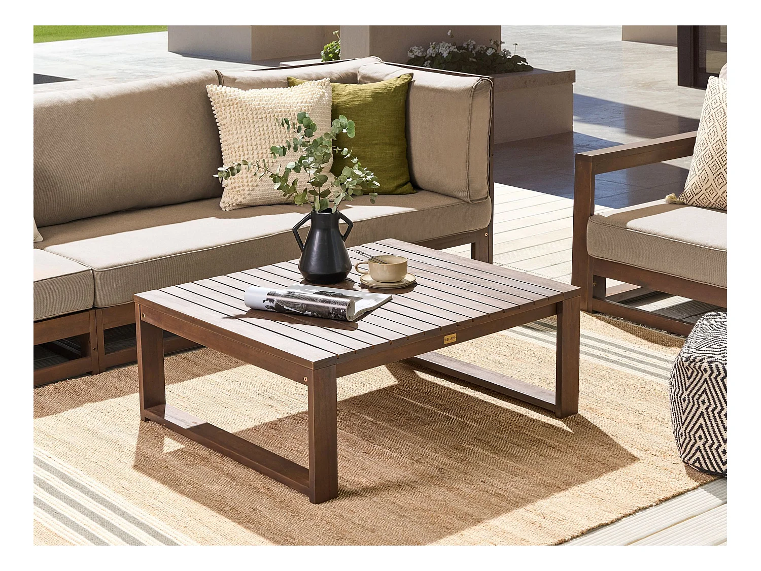 Table basse de jardin TIMOR 90 cm 75 cm Bois d'acacia certifié Marron foncé