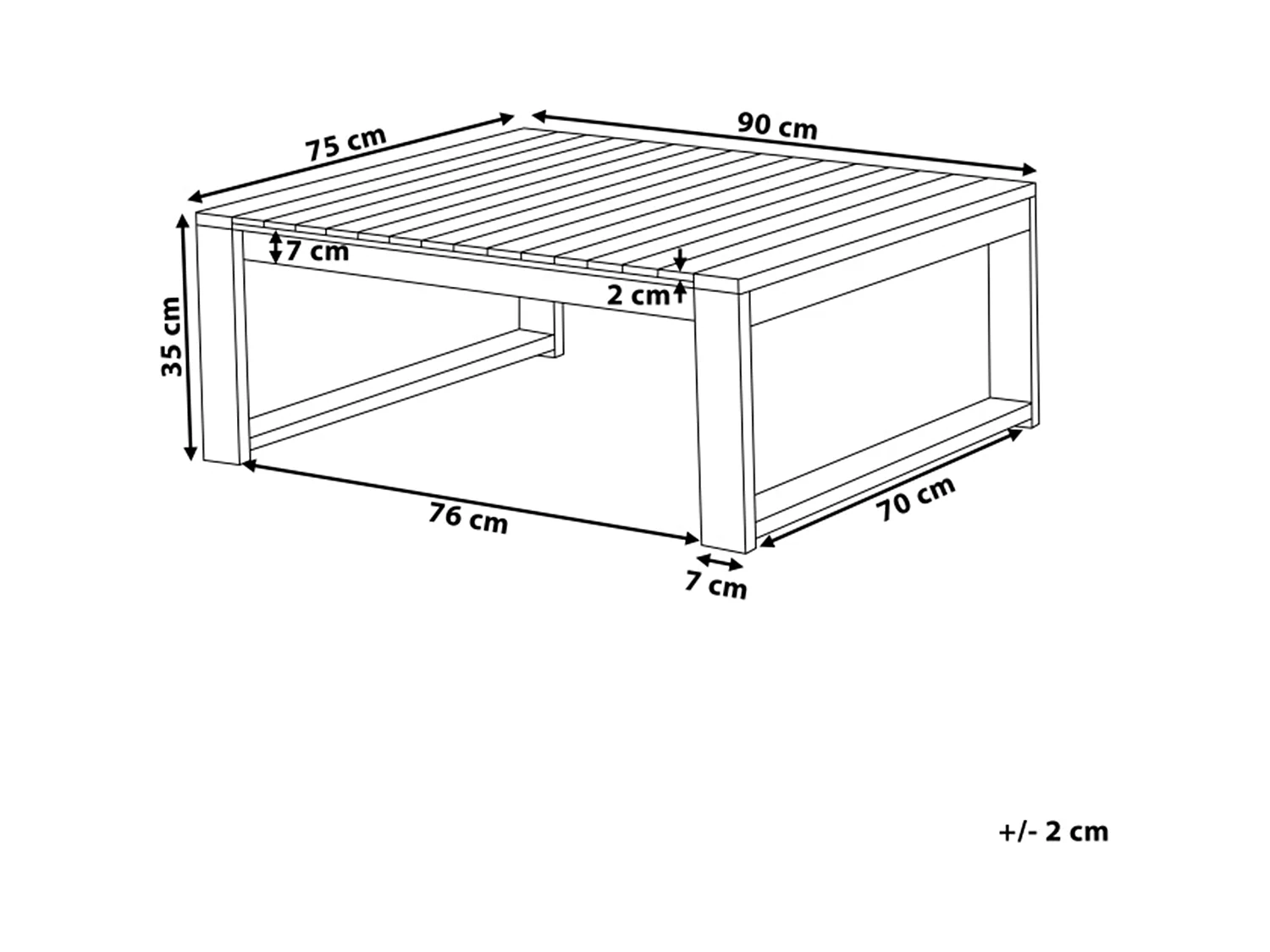 Table basse de jardin TIMOR 90 cm 75 cm Bois d'acacia certifié Marron foncé