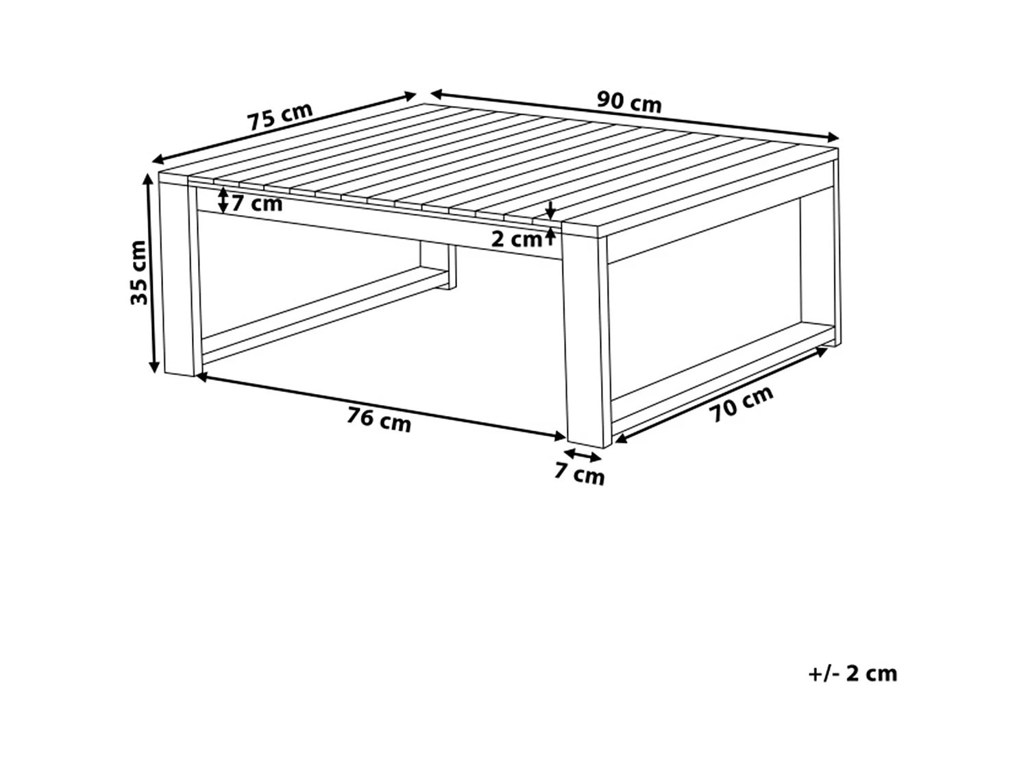 Table basse de jardin TIMOR 90 cm 75 cm Bois d'acacia certifié Marron foncé