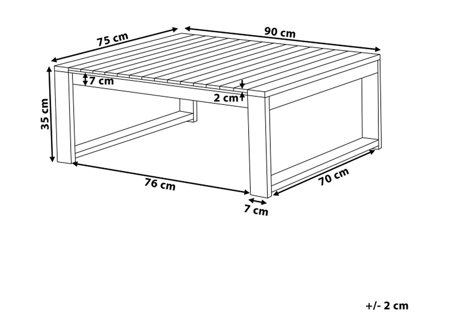 Table basse de jardin TIMOR 90 cm 75 cm Bois d'acacia certifié Marron foncé