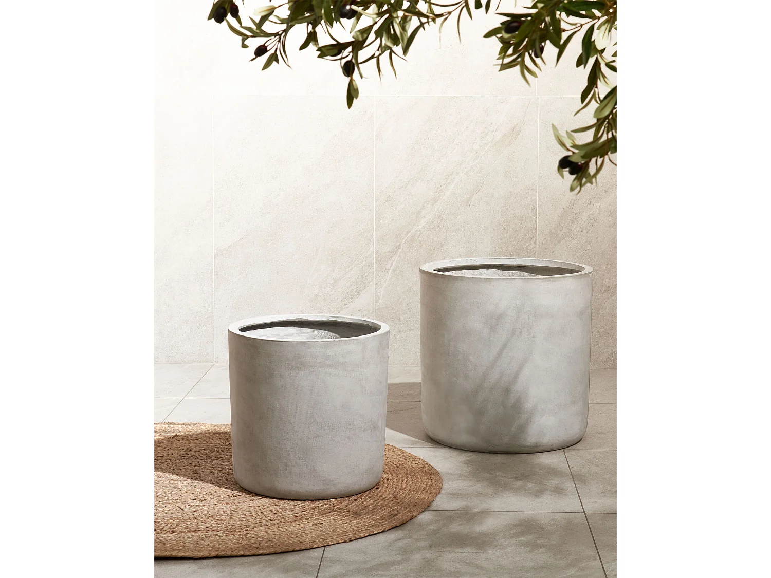 Cache-pot MESSENE Céramique 41 cm Gris clair