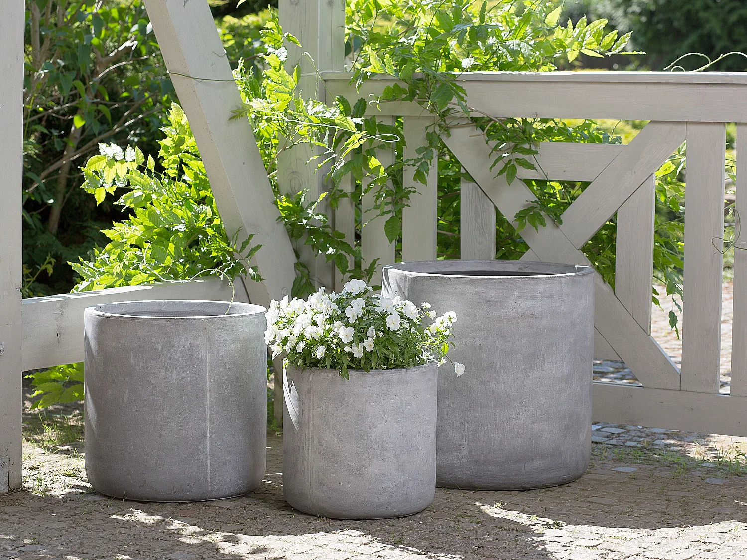 Cache-pot MESSENE Céramique 41 cm Gris clair