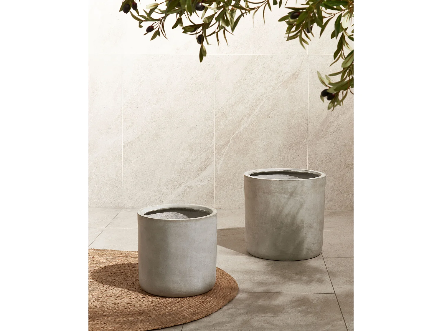 Cache-pot MESSENE Céramique 34 cm Gris clair
