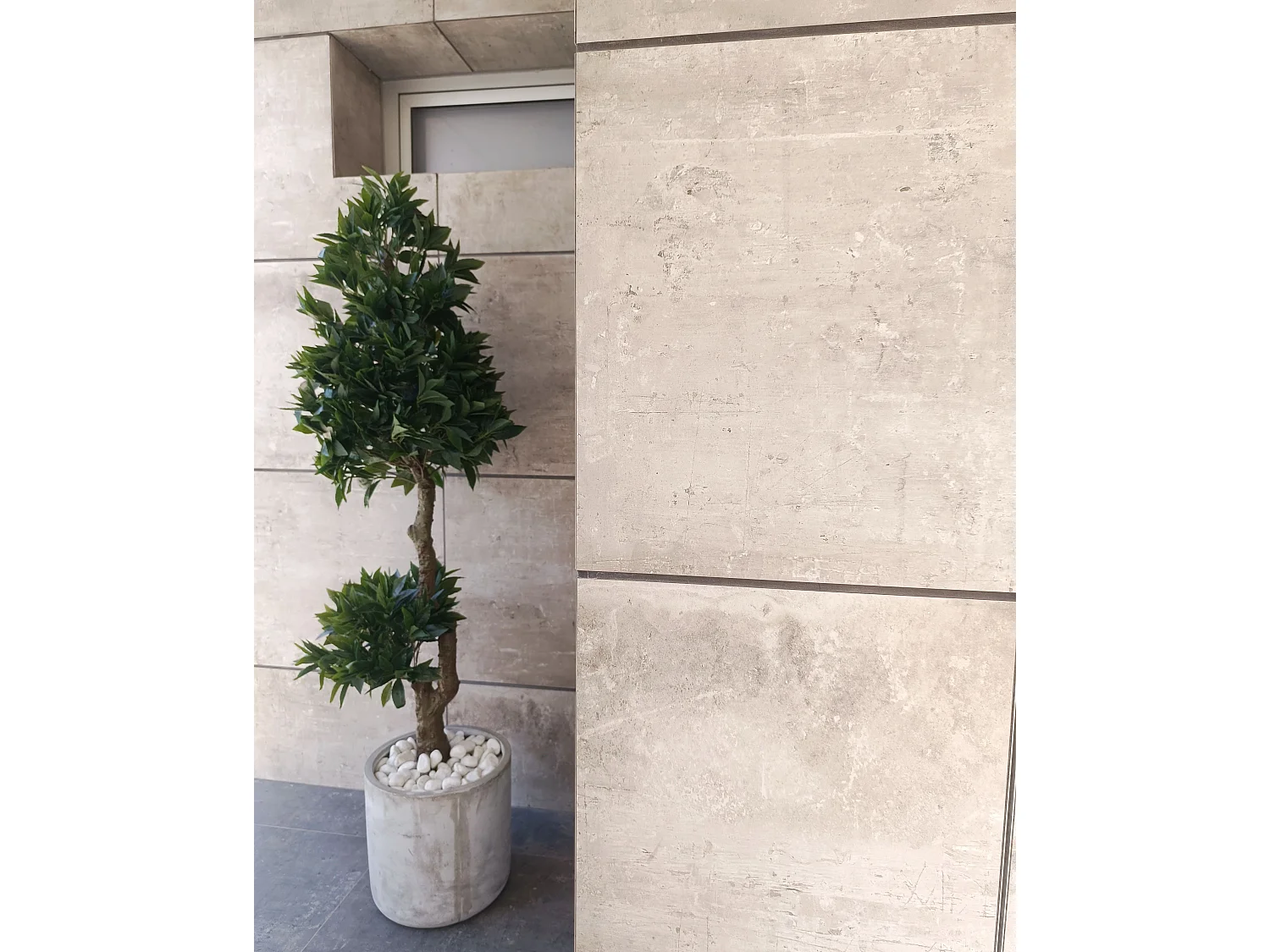 Blumenkübel MESSENE Keramik 34 cm Hellgrau