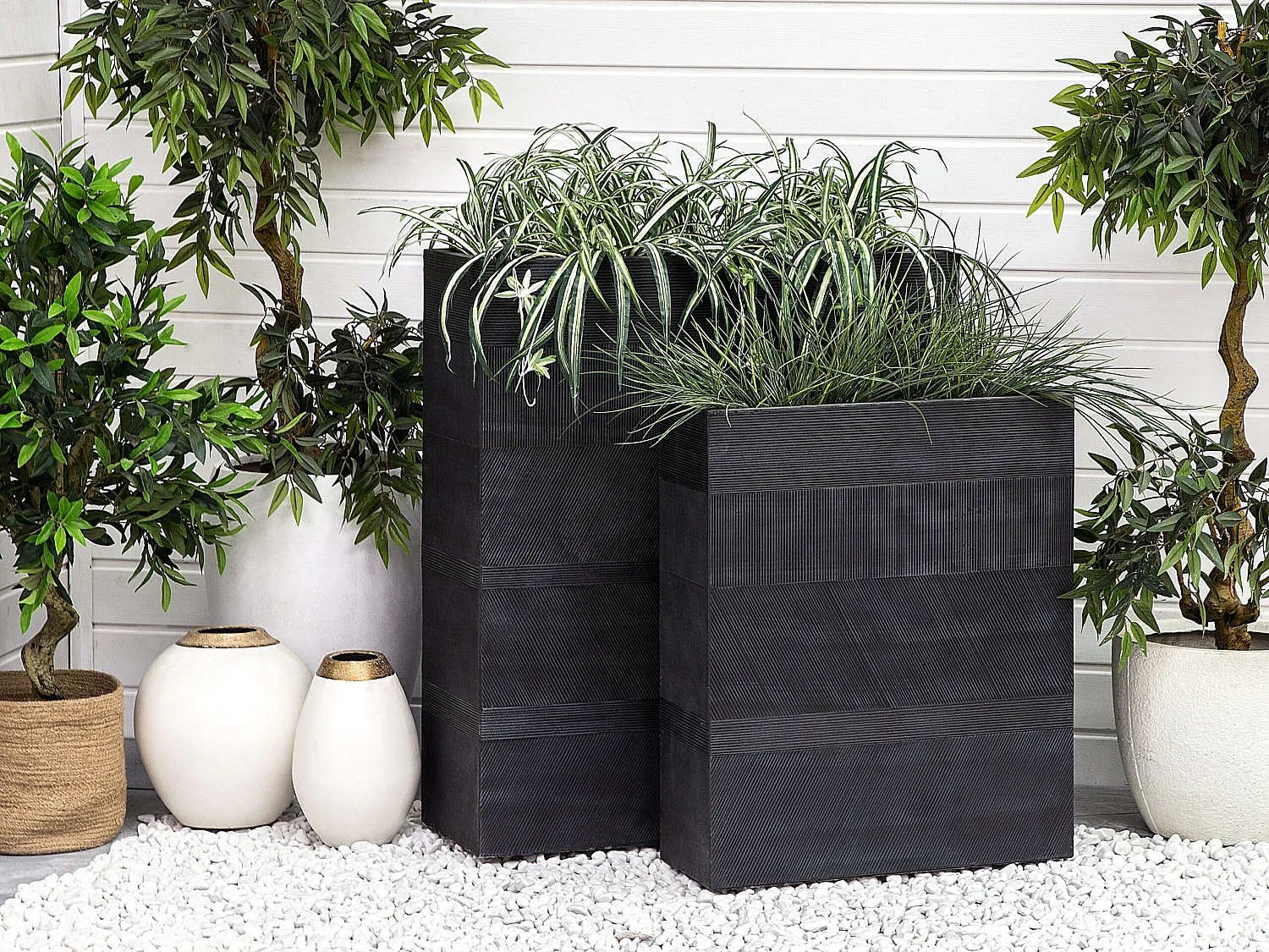 Plant Pot THIMENA 80 cm Black