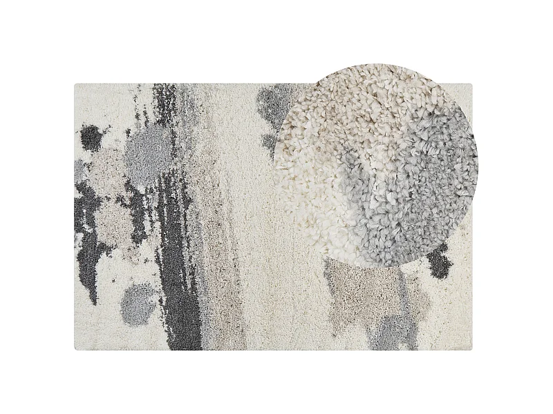 Teppich Weiß / Grau 200x300 cm Langflor Hochflor Shaggy Abstraktes Muster Goris
