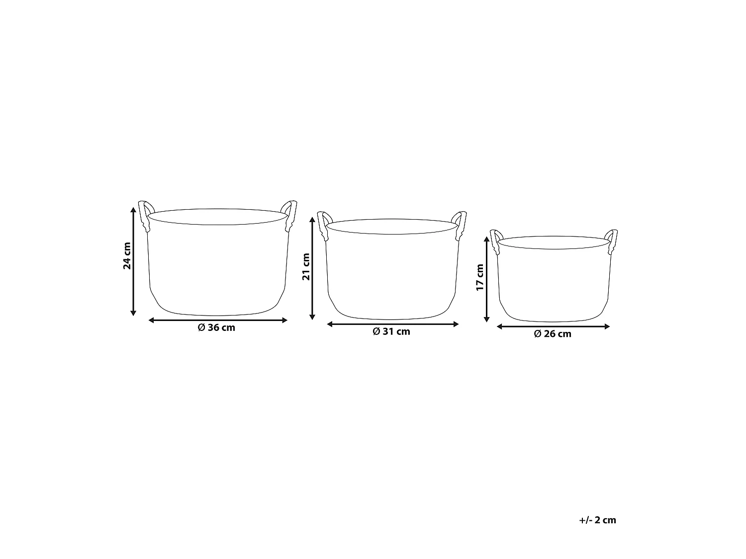 Set van 3 manden SAYJAR Zeewier Natuurlijk