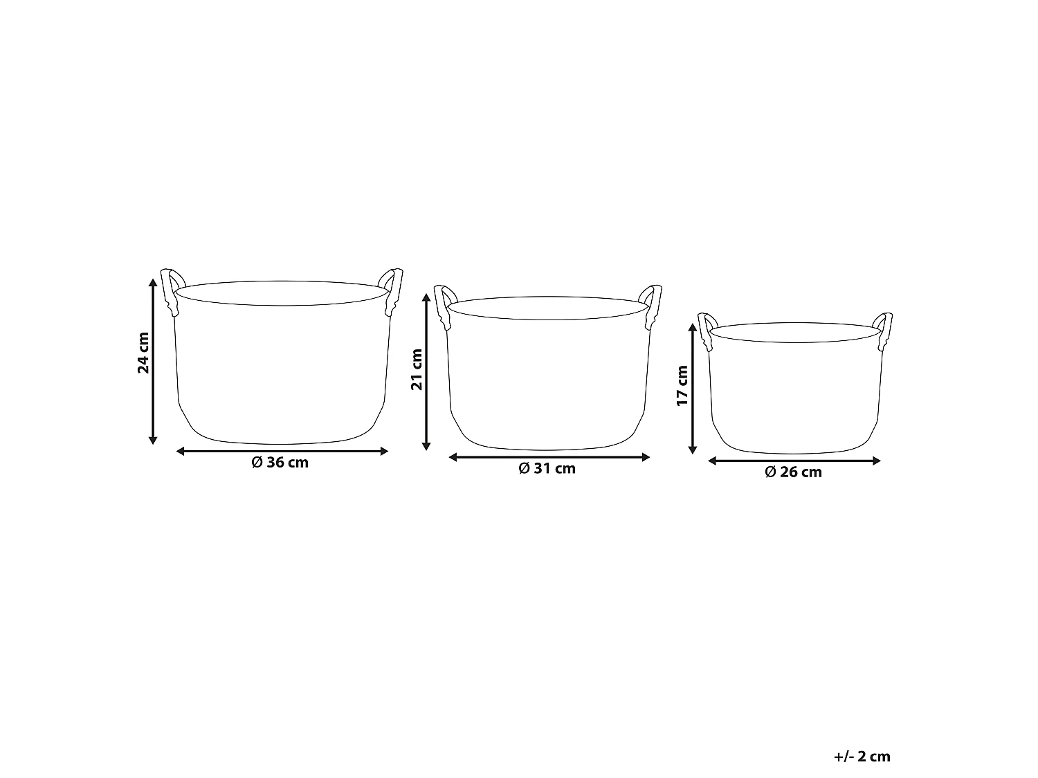 Set van 3 manden SAYJAR Zeewier Natuurlijk