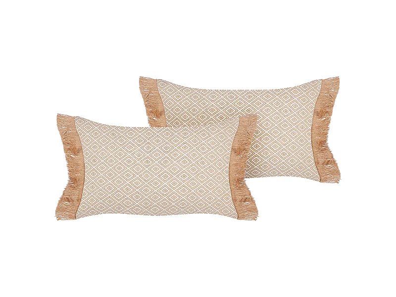 Conjunto de 2 cojines decorativos BOATH 30 x 50 cm Beige Liso