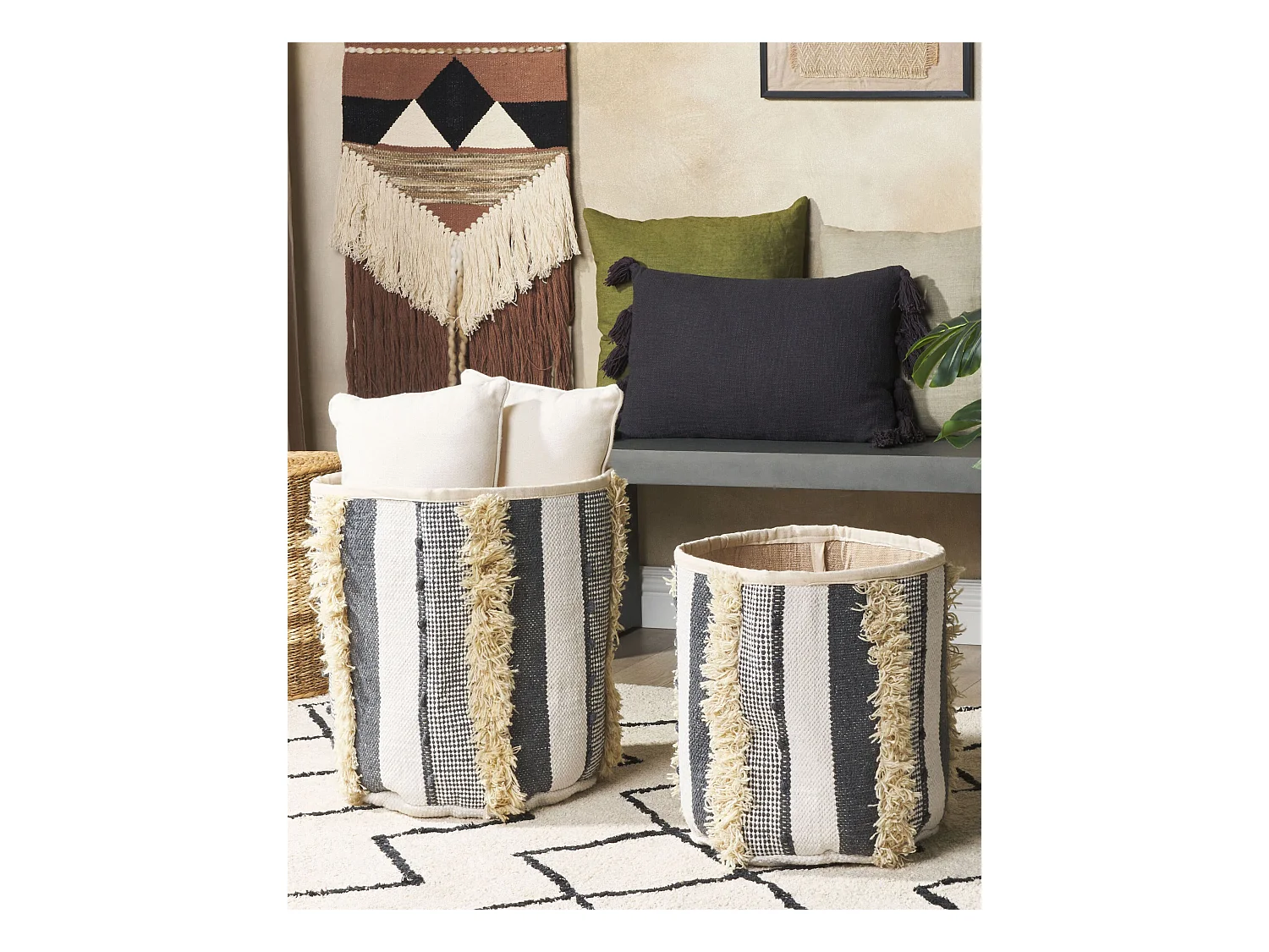 Zestaw 2 koszy KOTKAI Bawełna Szary