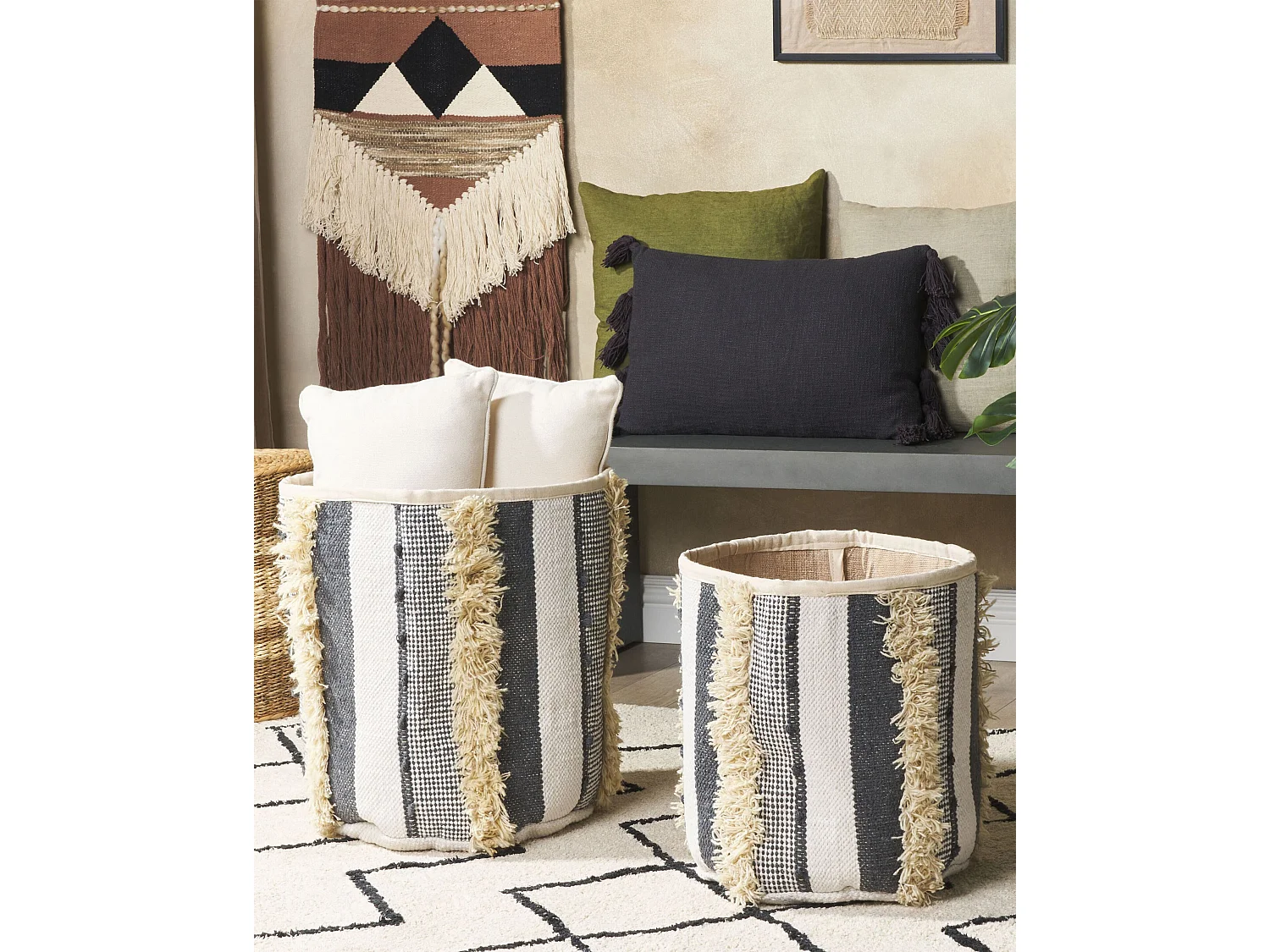 Lot de 2 paniers KOTKAI Coton Gris