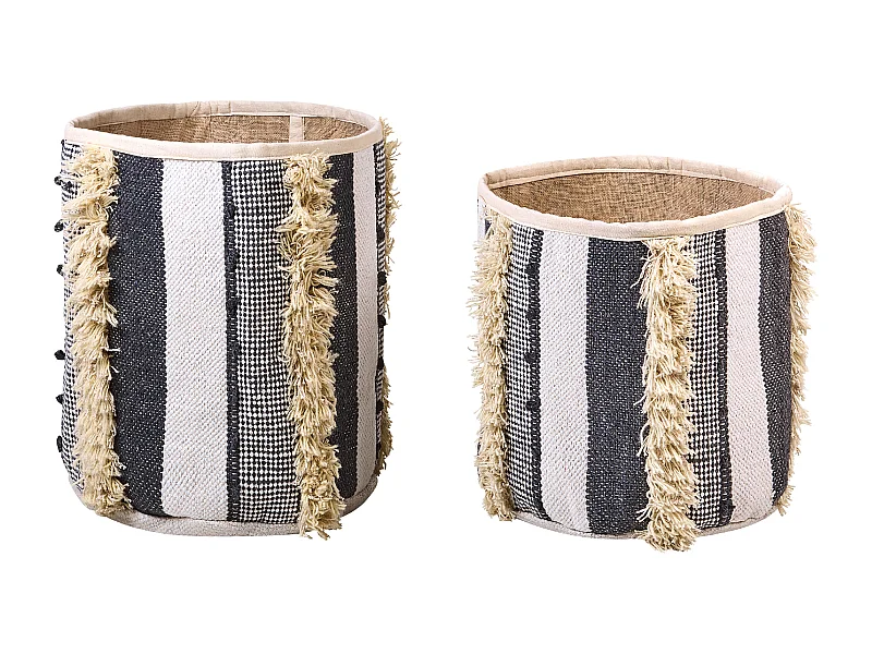 Lot de 2 paniers KOTKAI Coton Gris