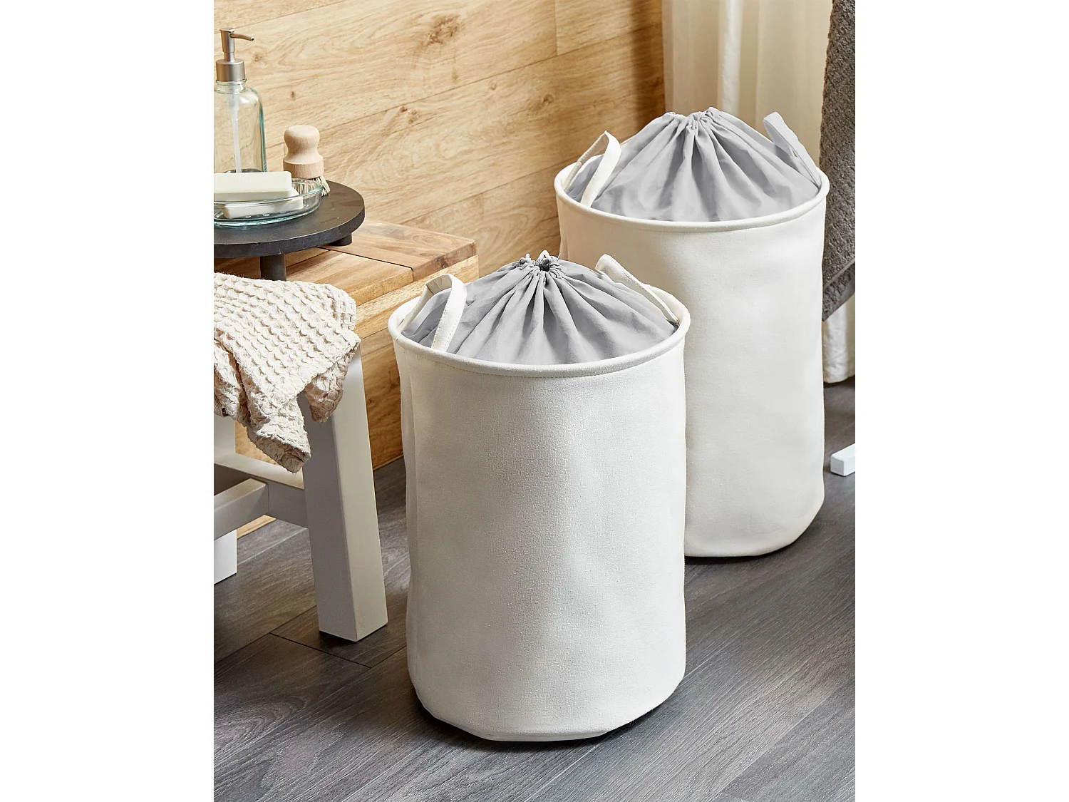 Lot de 2 paniers ARCHA Coton Blanc