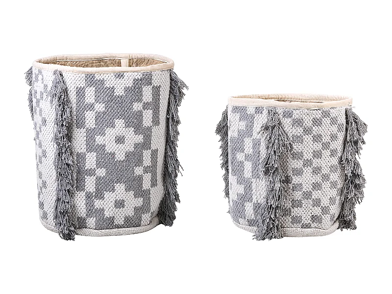 Lot de 2 paniers KALAI Coton Gris