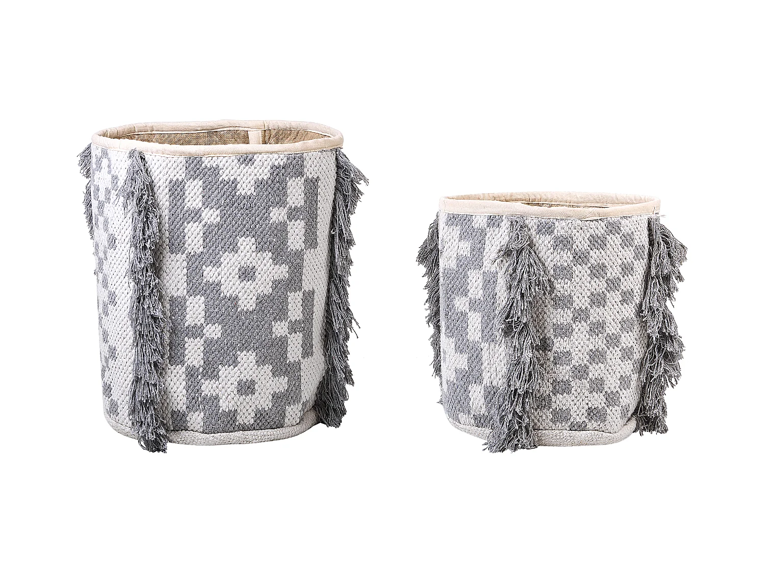 Set aus 2 Baumwollaufbewahrungskörbe Behälter Dekoration Weiß und Grau Kalai