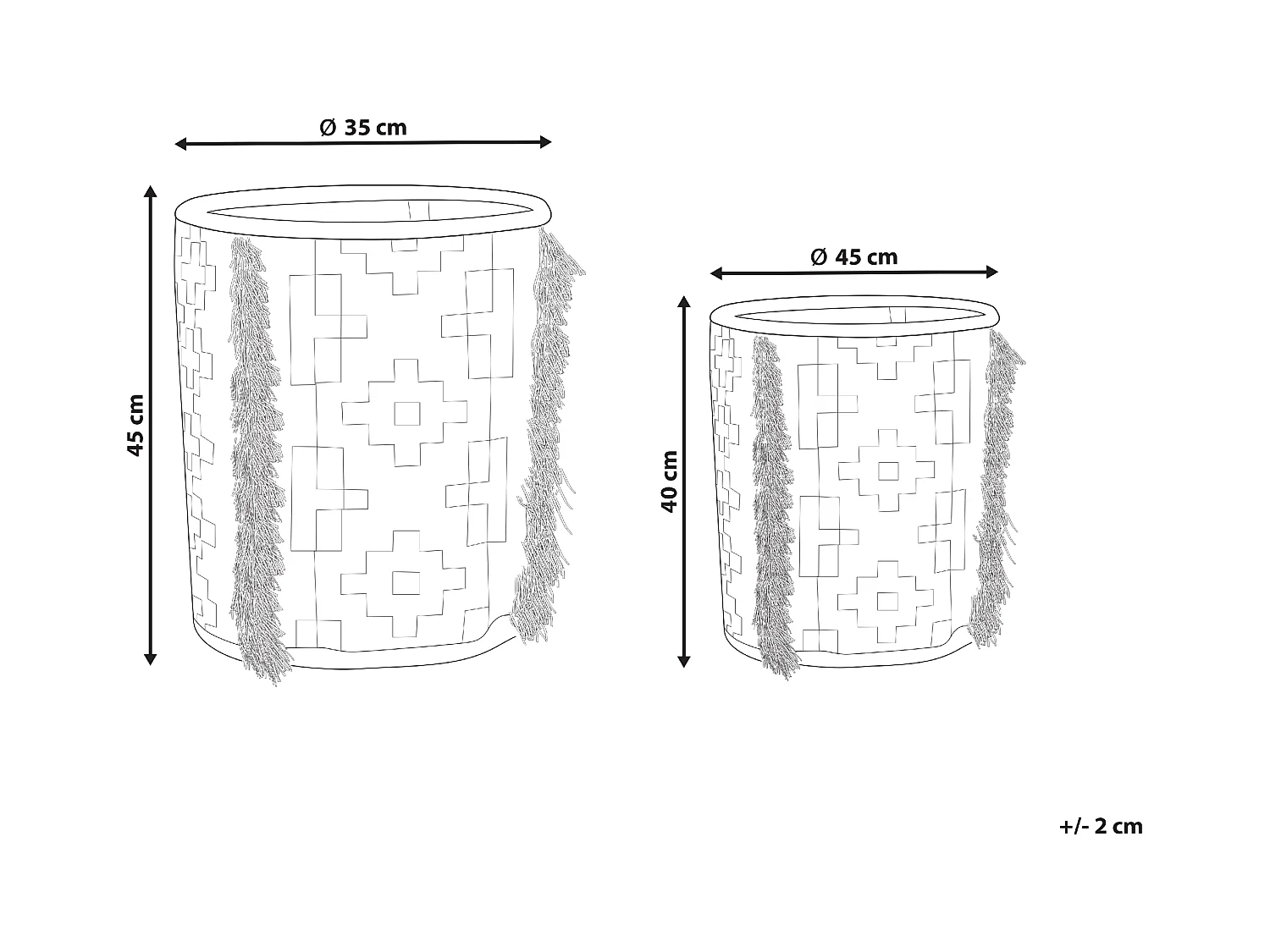 Set aus 2 Baumwollaufbewahrungskörbe Behälter Dekoration Weiß und Grau Kalai