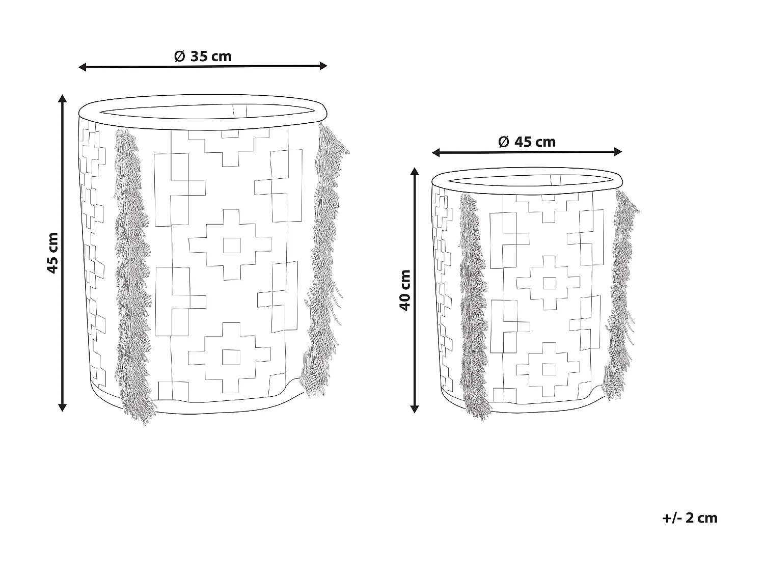 Conjunto de 2 cestos KALAI Algodão Cinzento
