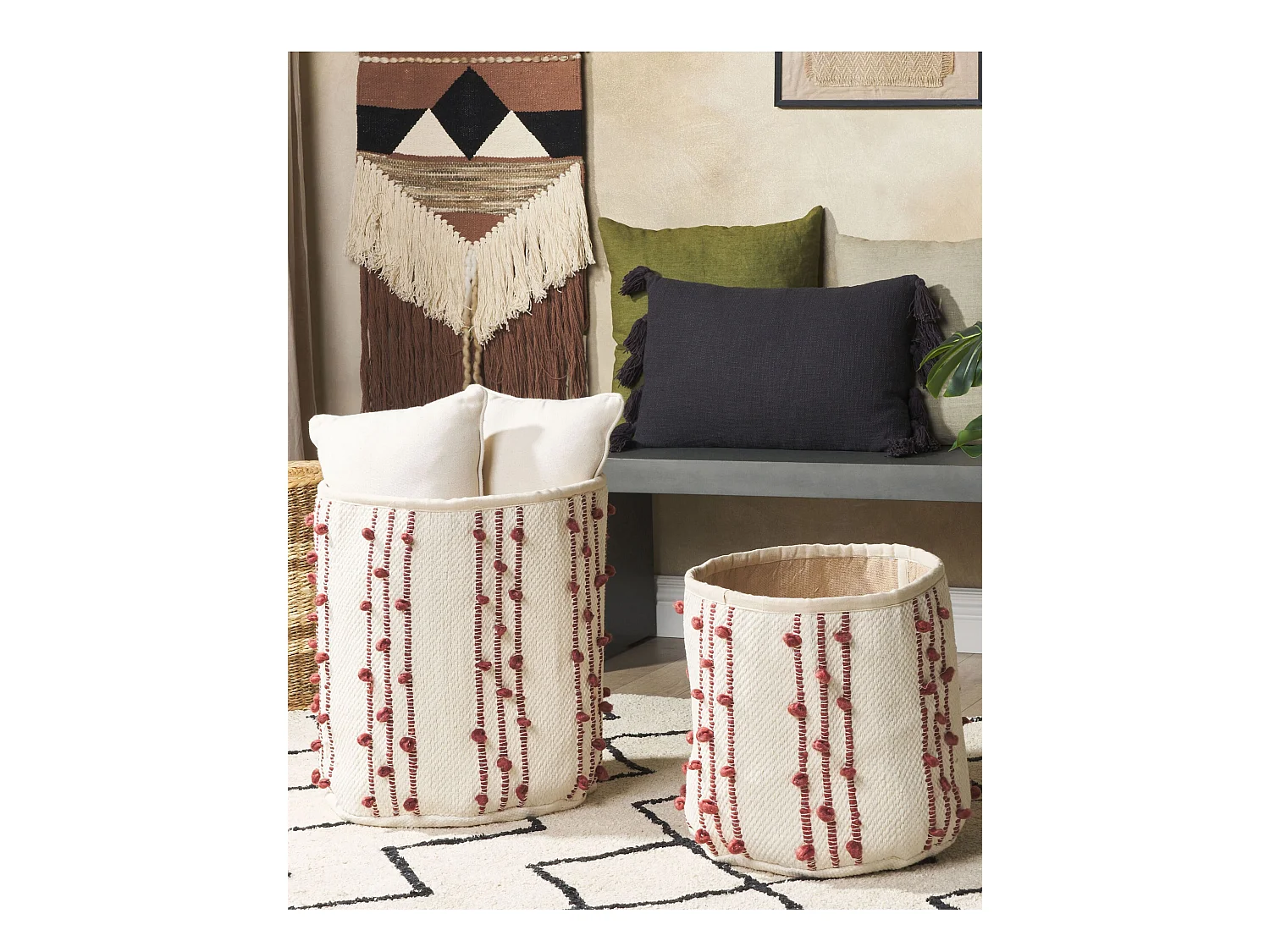 Lot de 2 paniers KHEL Coton Beige