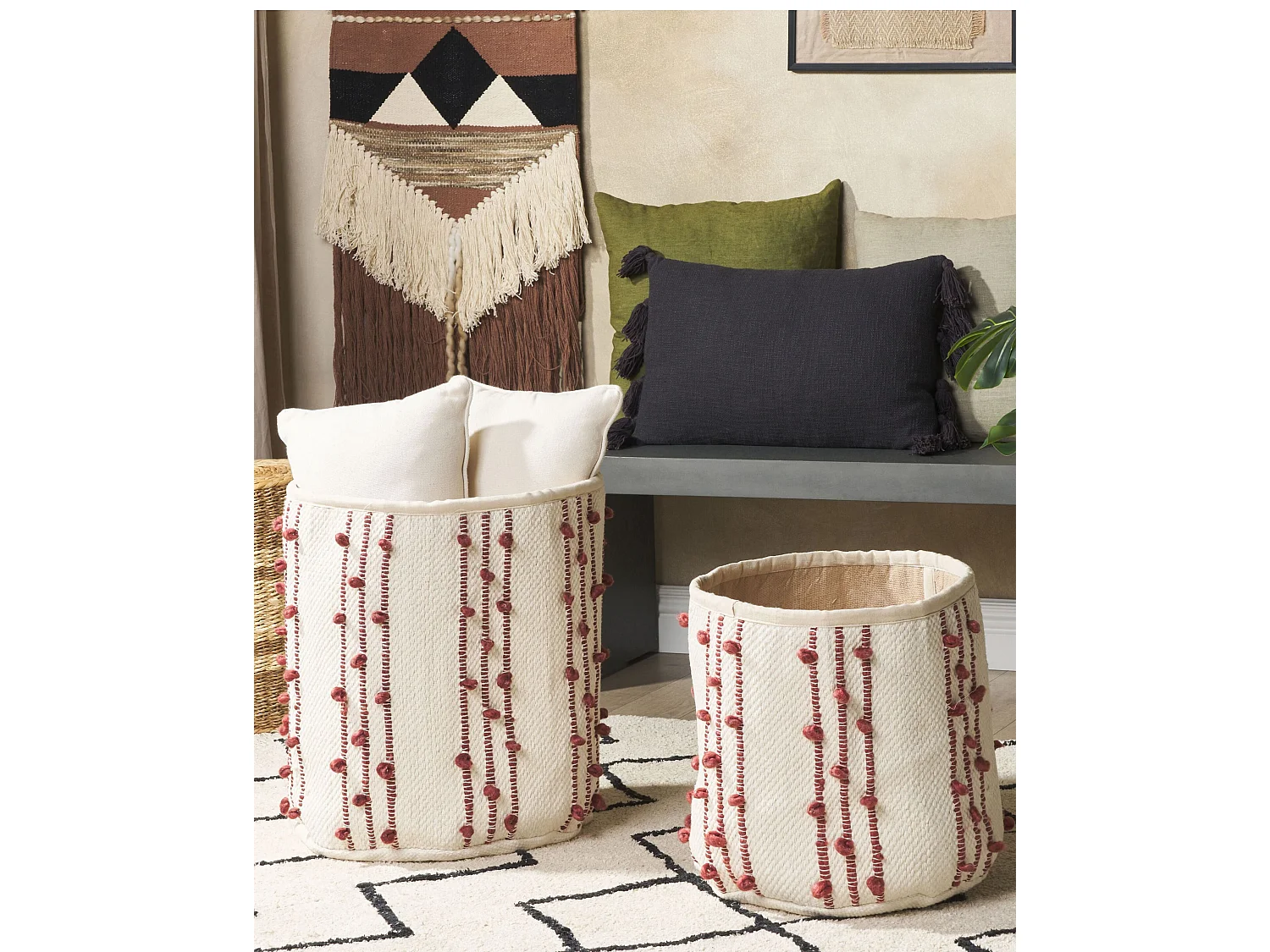 Set of 2 Baskets KHEL Cotton Beige