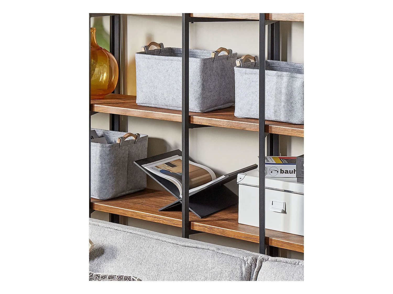 Set van 3 manden BAYSAI Vilt Lichtgrijs