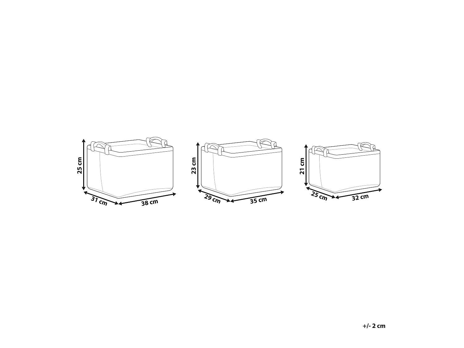 Set van 3 manden BAYSAI Vilt Lichtgrijs