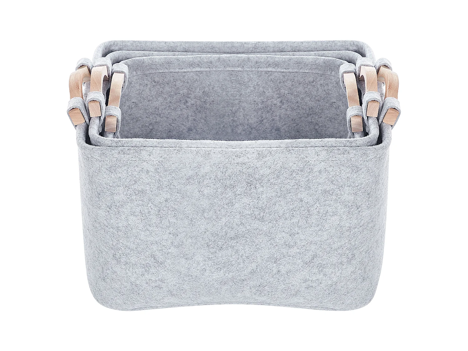 Set van 3 manden BAYSAI Vilt Lichtgrijs