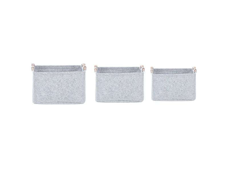 Zestaw 3 koszy BAYSAI Filc Jasnoszary