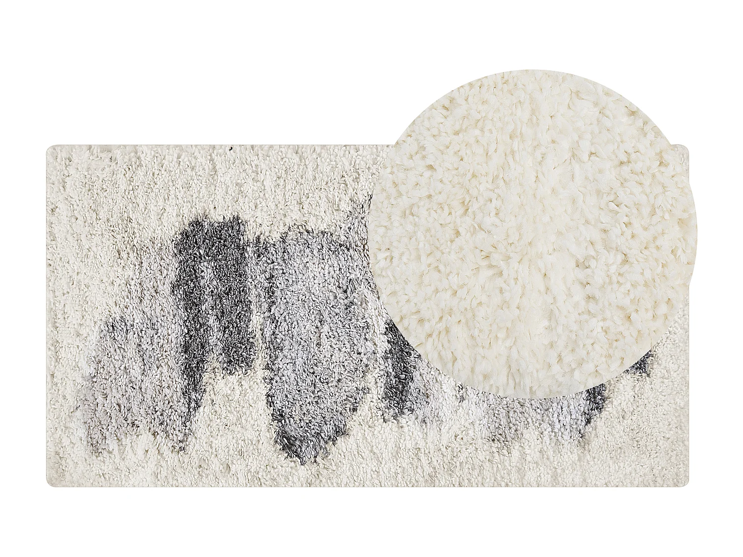Teppich weiss / grau 80 x 150 cm abstraktes Muster Shaggy MASIS