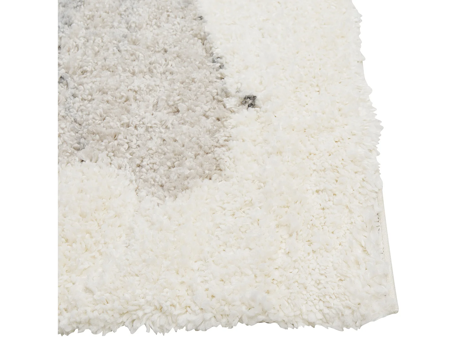 Teppich weiss / grau 80 x 150 cm abstraktes Muster Shaggy MASIS