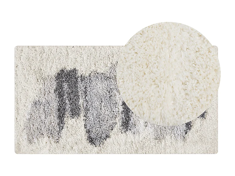 Teppich weiss / grau 80 x 150 cm abstraktes Muster Shaggy MASIS