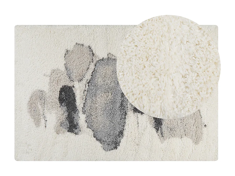Teppich weiss / grau 200 x 300 cm abstraktes Muster Shaggy MASIS