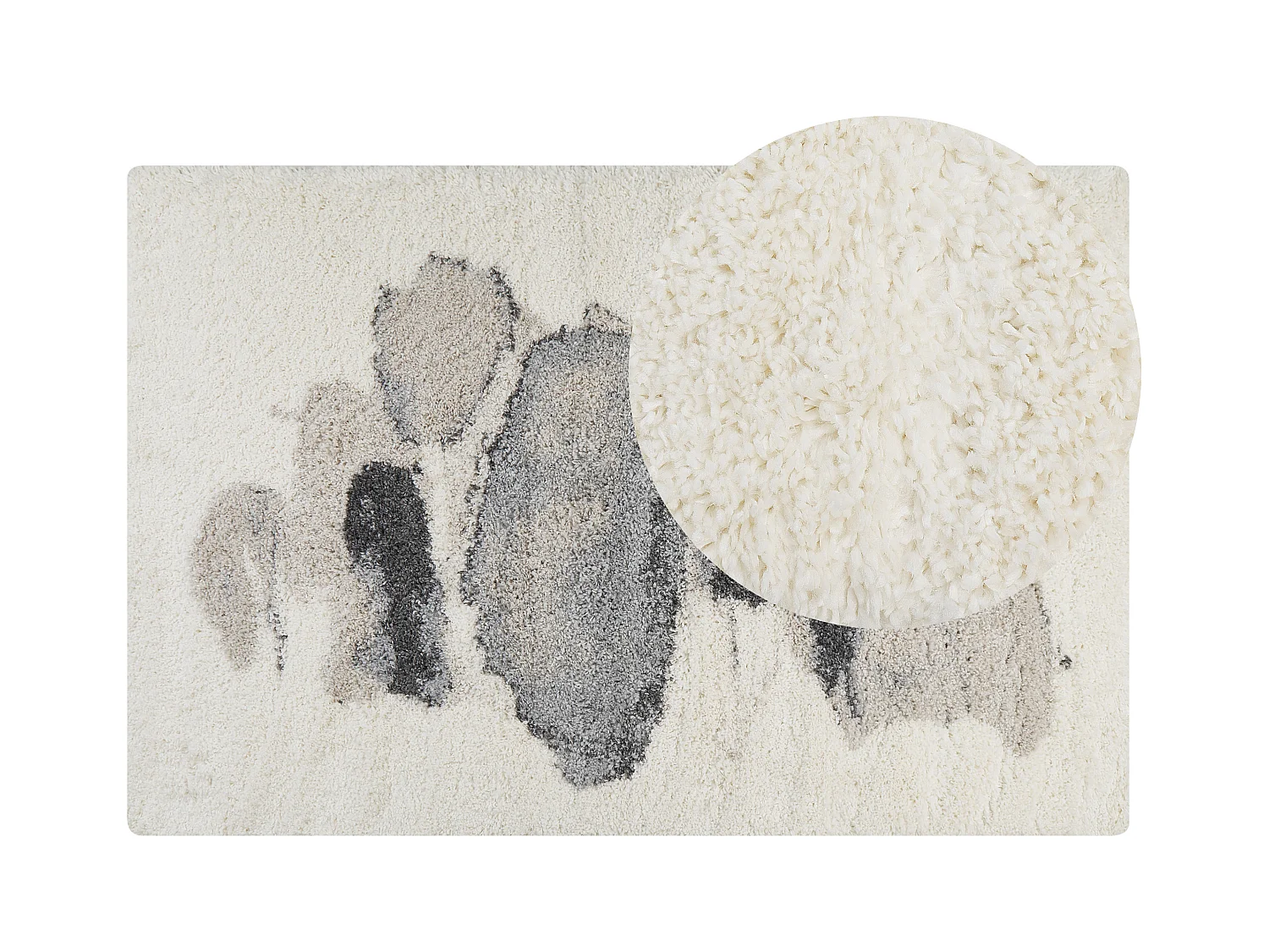 Teppich weiss / grau 200 x 300 cm abstraktes Muster Shaggy MASIS