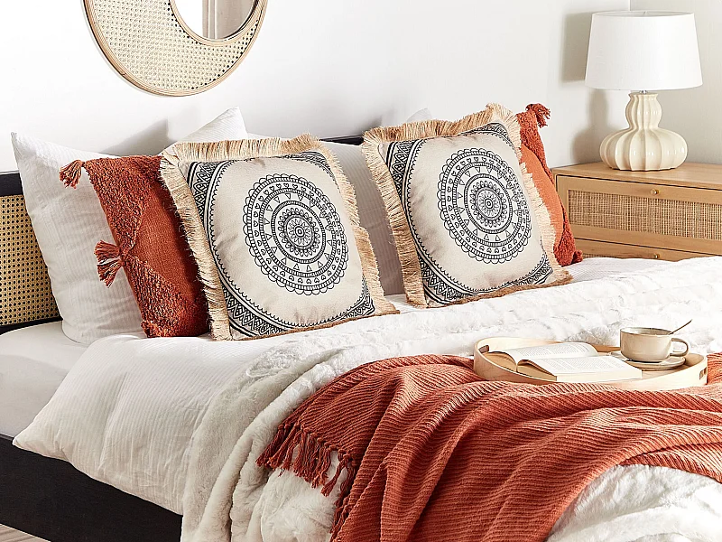 Lot de 2 coussins décoratifs AGRIMONY 45 x 45 cm Noir Motif oriental